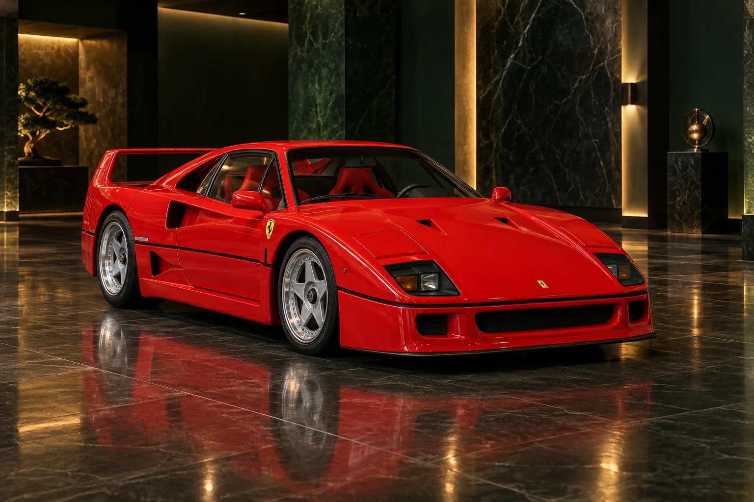 Red exotic sports car in illustrative automotive artwork